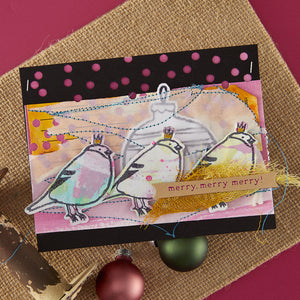Merry, Merry, Merry Bird Registration Press Plate & Die Set by Dina Wakley