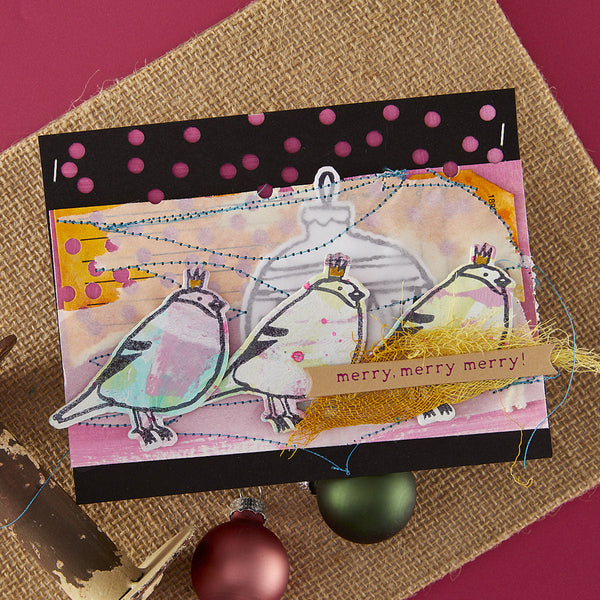 Merry, Merry, Merry Bird Registration Press Plate & Die Set by Dina Wakley