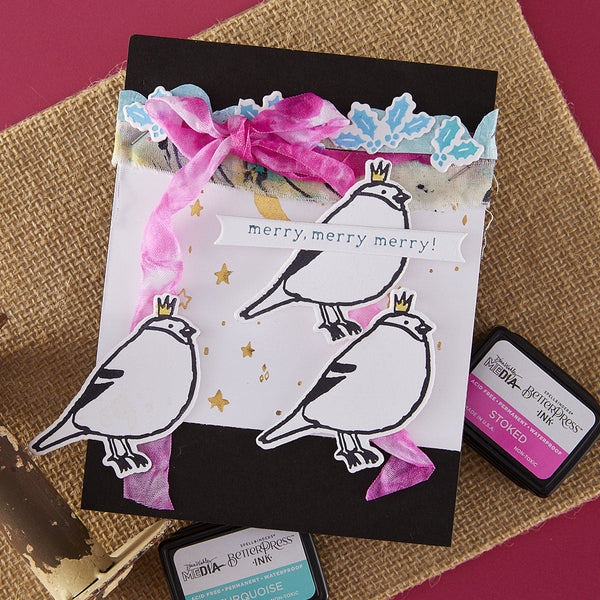 Merry, Merry, Merry Bird Registration Press Plate & Die Set by Dina Wakley
