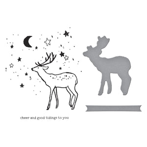 Cheer and Good Tidings Deer Registration Press Plate & Die Set by Dina Wakley