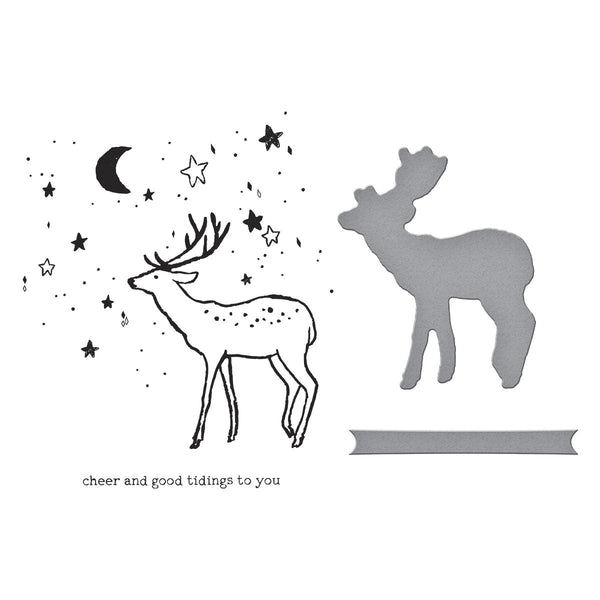 Cheer and Good Tidings Deer Registration Press Plate & Die Set by Dina Wakley