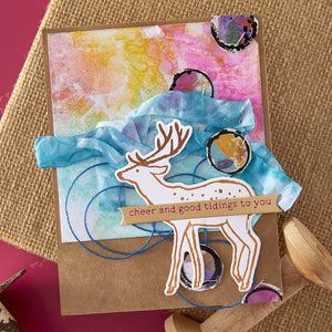 Cheer and Good Tidings Deer Registration Press Plate & Die Set by Dina Wakley