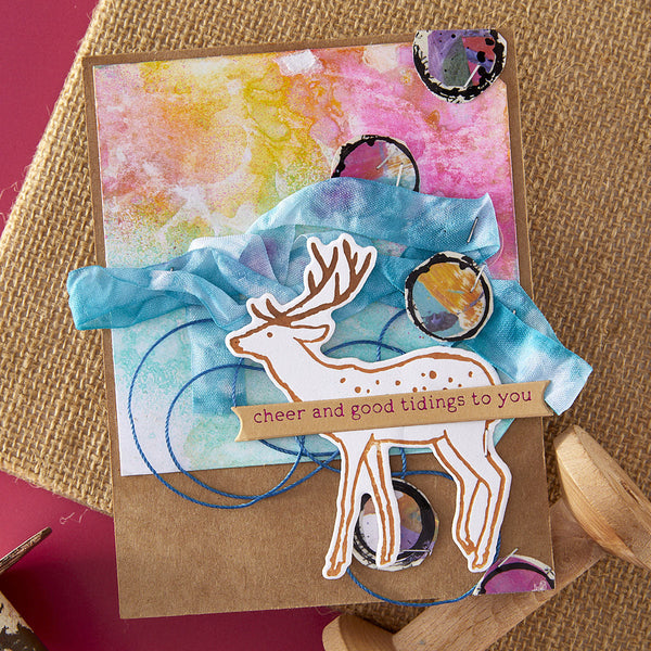 Cheer and Good Tidings Deer Registration Press Plate & Die Set by Dina Wakley