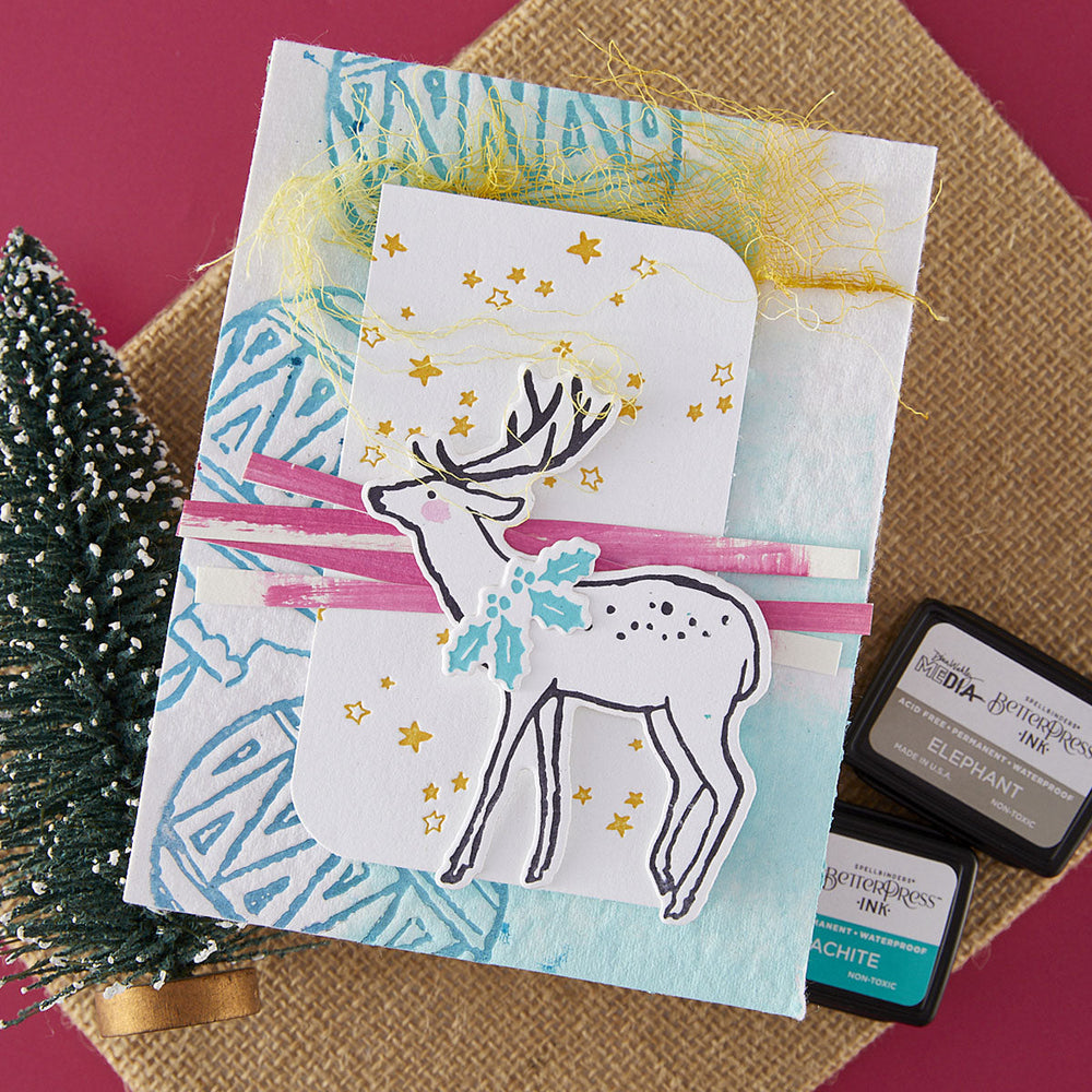 Cheer and Good Tidings Deer Registration Press Plate & Die Set by Dina Wakley