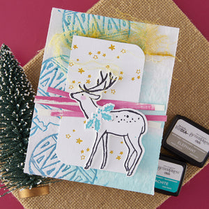 Cheer and Good Tidings Deer Registration Press Plate & Die Set by Dina Wakley