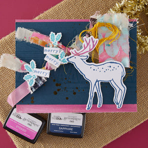 Cheer and Good Tidings Deer Registration Press Plate & Die Set by Dina Wakley