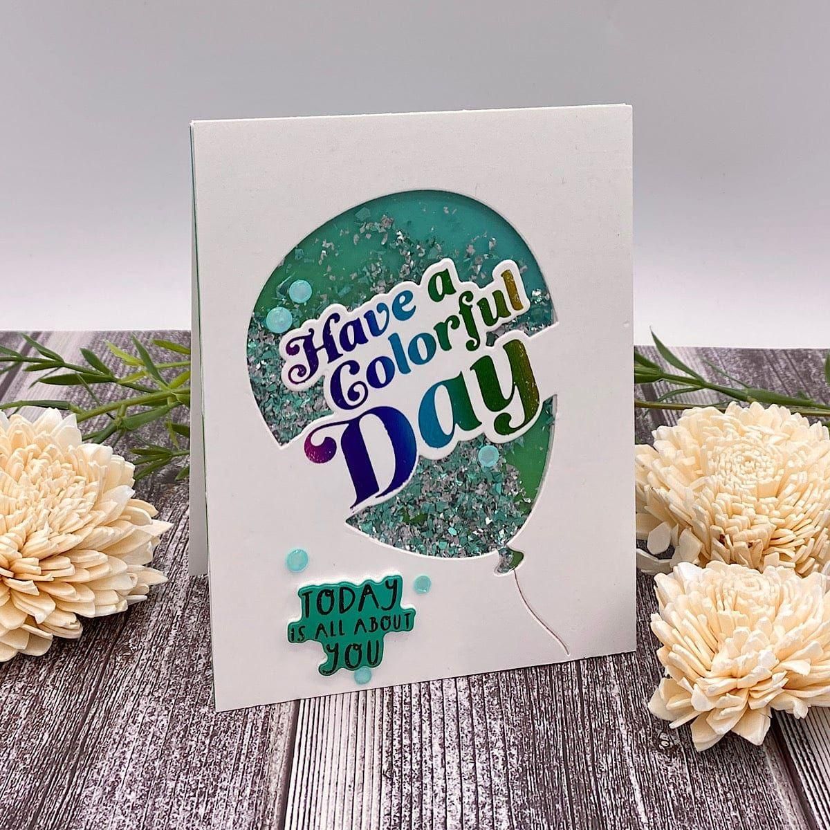 Balloon Greeting Sentiments Glimmer Hot Foil Plate Set - Coordinates with Glimmer Club