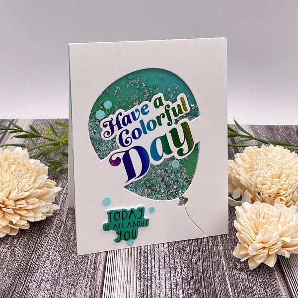Balloon Greeting Sentiments Glimmer Hot Foil Plate Set - Coordinates with Glimmer Club