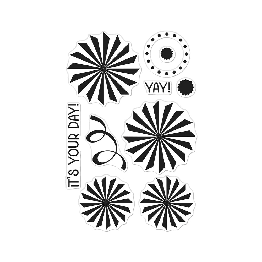 Hero Arts Party Fans Stamp & Cut from the Let's Celebrate Collection