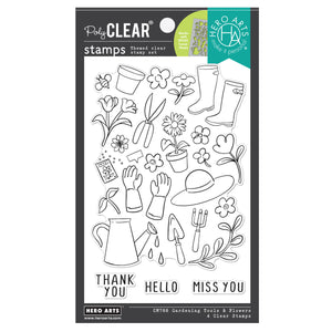Gardening Tools & Flowers Clear Stamp Set from the In The Garden Collection