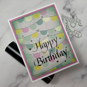 Upright Italic Happy Birthday Press + Foil Plate by Paul Antonio