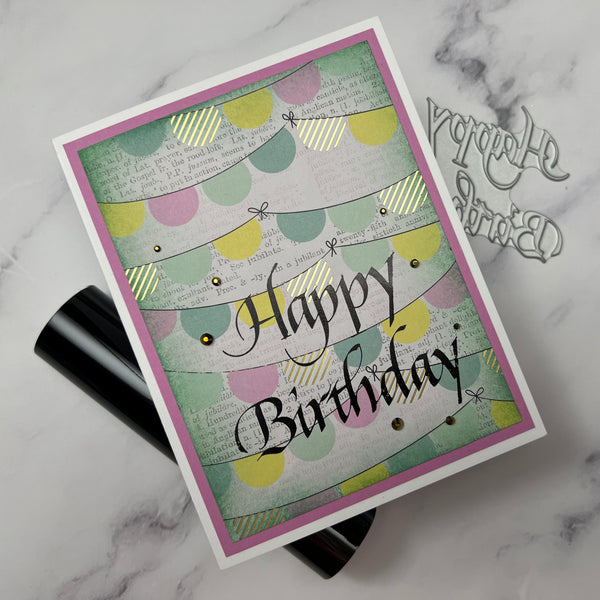 Upright Italic Happy Birthday Press + Foil Plate by Paul Antonio