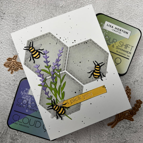 Simple Vintage Lavender Fields Hexagons Etched Dies with Simple Stories