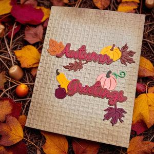 Autumn Greetings Wreath Etched Dies by Suzanne Hue