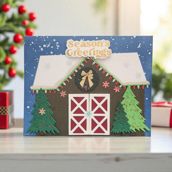 Country Christmas Barn Etched Dies by Annie Williams