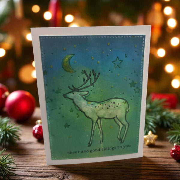 Cheer and Good Tidings Deer Registration Press Plate & Die Set by Dina Wakley