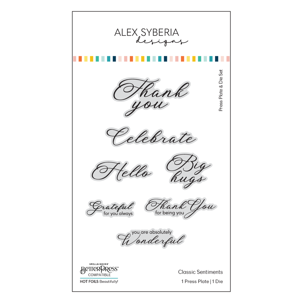 Alex Syberia Designs - Classic Sentiments Press Plate & Die Set