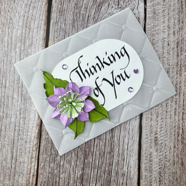 Upright Italic Thinking of You Press + Foil Plate by Paul Antonio