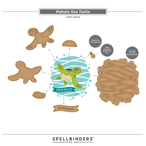 Mahalo Sea Turtle Small Die of the Month - assembly guide