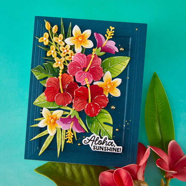 Tropical Blooms Large Die of the Month - finished card project