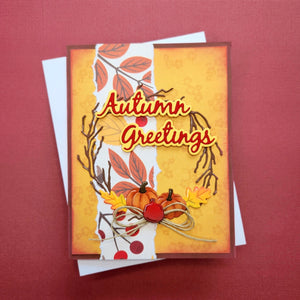 Autumn Greetings Wreath Etched Dies by Suzanne Hue