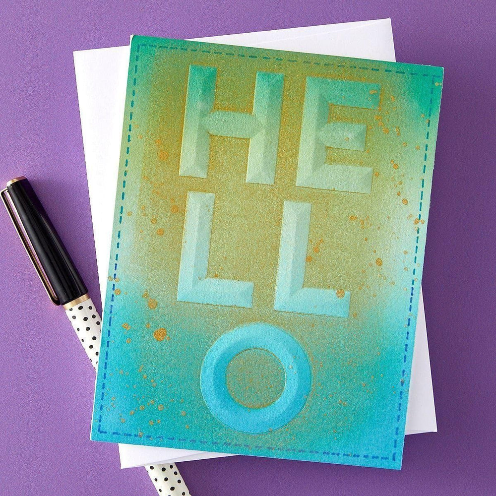 Beveled Hello A2 Cardfront 3D Embossing Folder