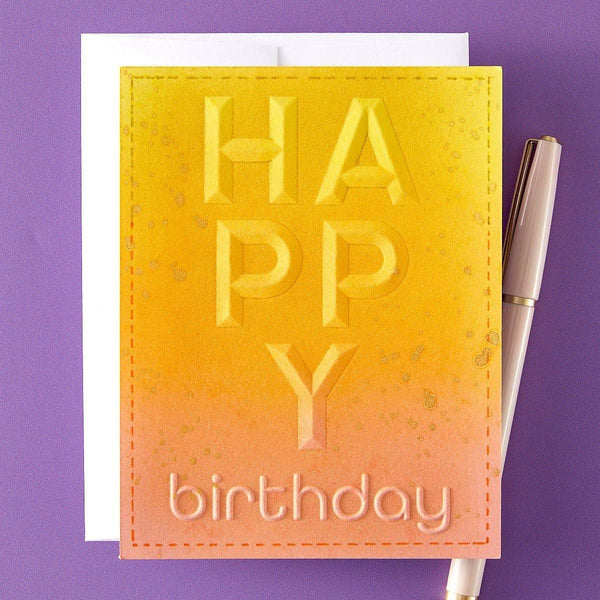 Beveled Happy Birthday A2 Cardfront 3D Embossing Folder