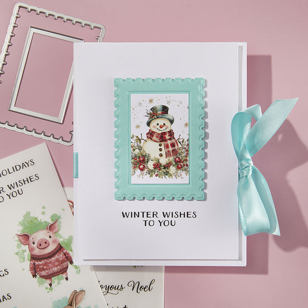 Postage Stamps 3D Emboss & Cut Folder