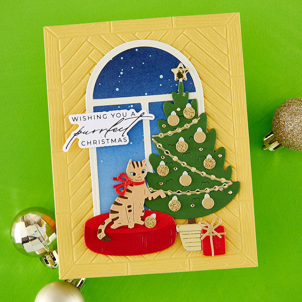 Christmas Cats Window View Etched Dies by Yana Smakula