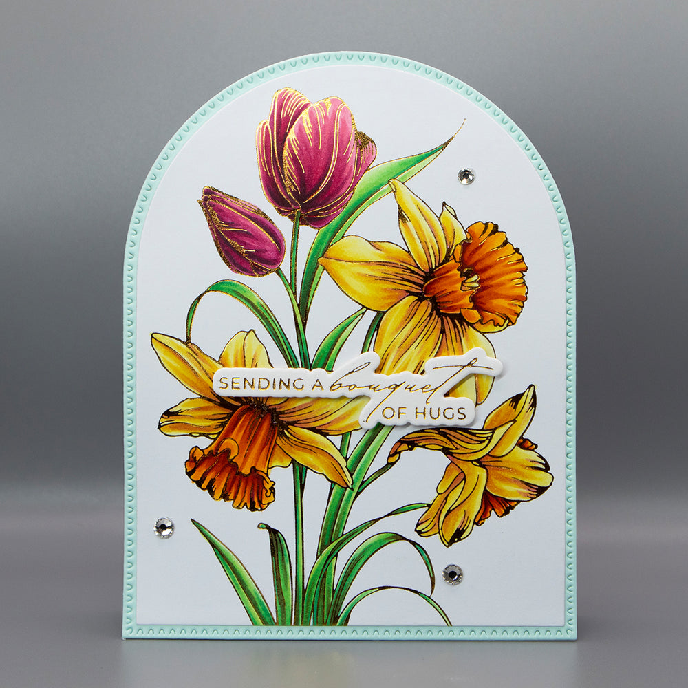 Bouquet of Hugs Sentiments Press + Foil Plate & Die Set by Yana Smakula