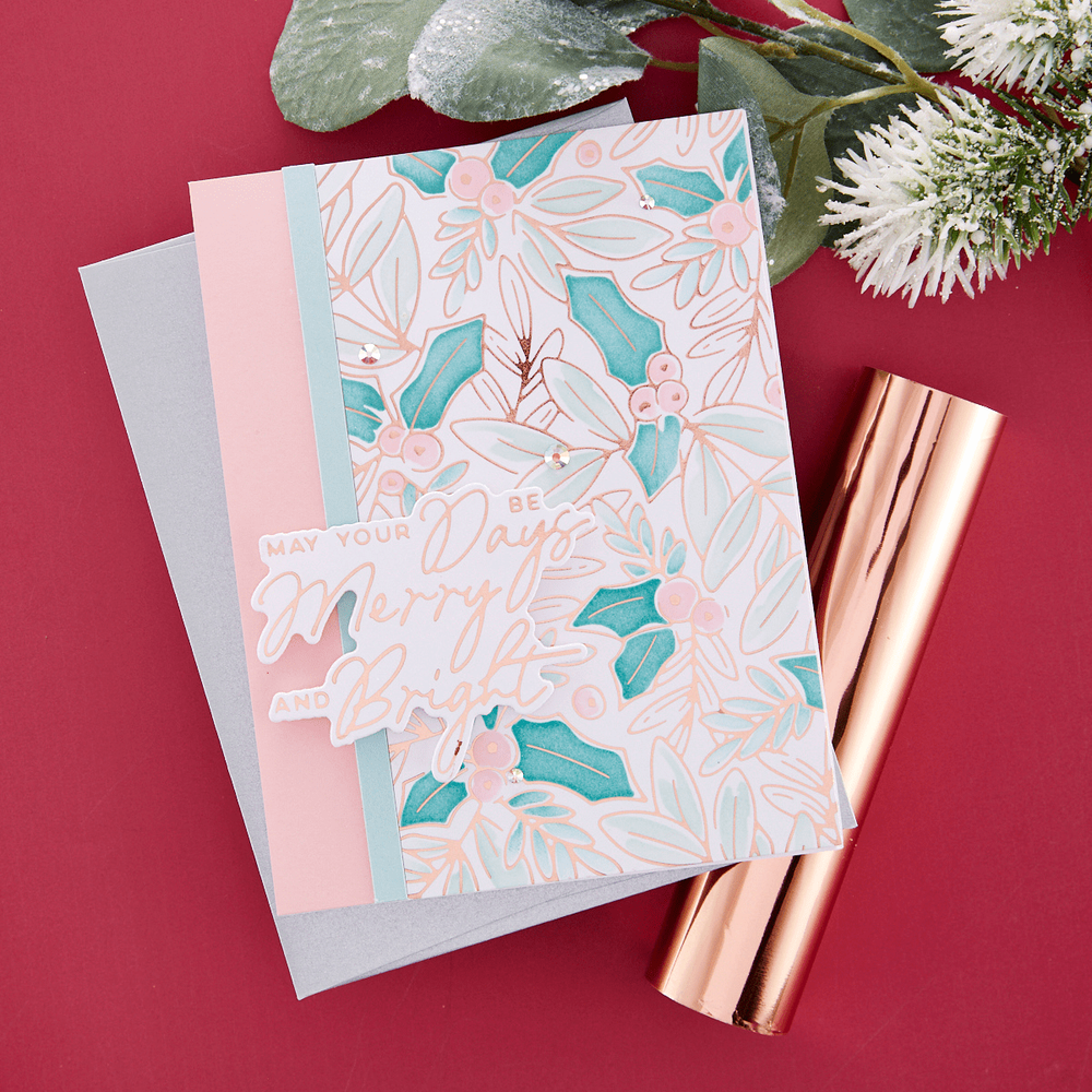 Glimmer Holly Background Hot Foil Plate from the De-Light-Ful Christmas Collection by Yana Smakula