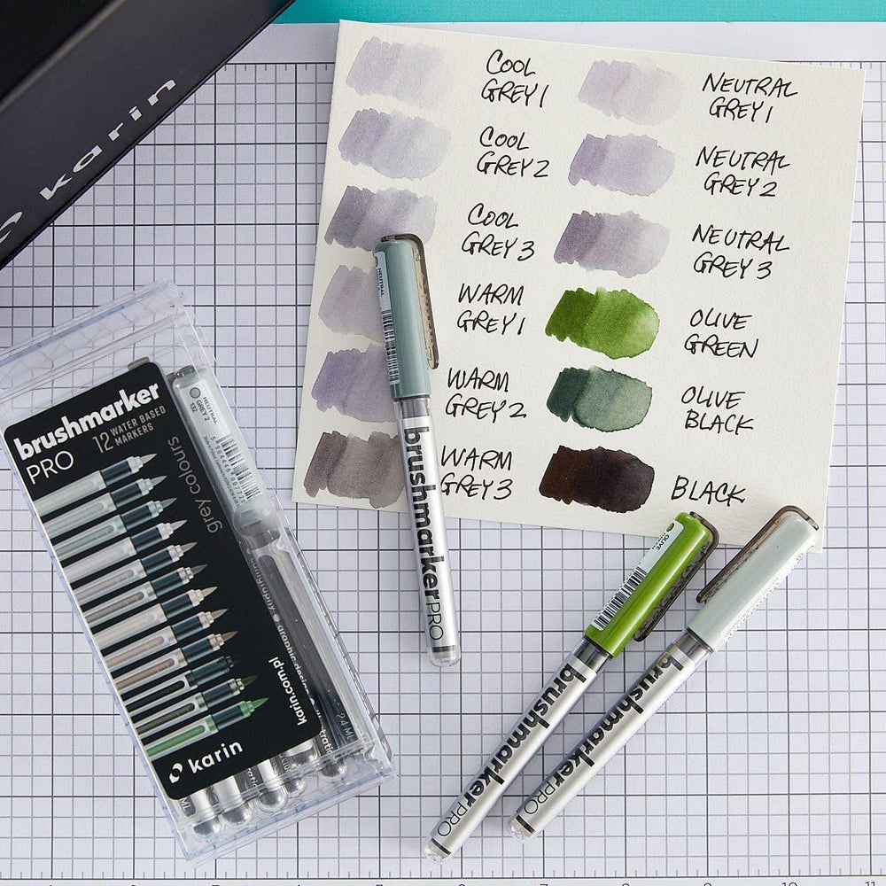 Karin Brushmarker PRO 12pc Grey Set