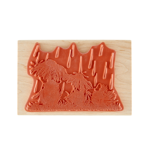 House-Mouse Spring Rain Wood Mount Stamp