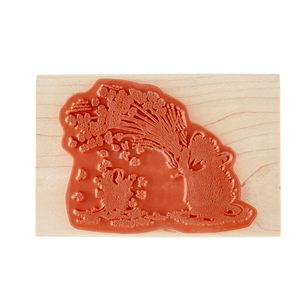 House-Mouse Flower Shower Wood Mount Stamp