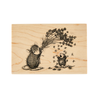 House-Mouse Flower Shower Wood Mount Stamp