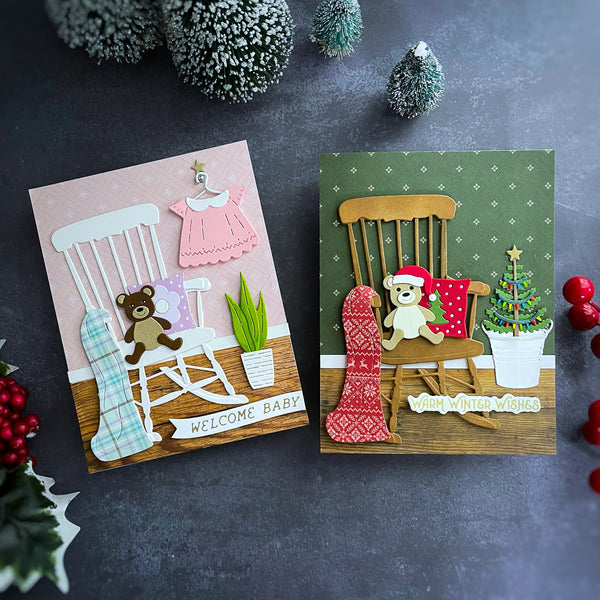 Christmas Rocking Chair Etched Dies by Annie Williams
