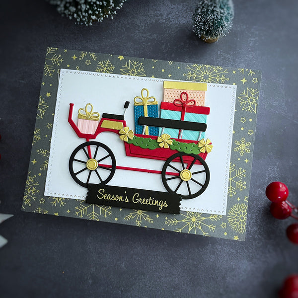 Christmas Horse-Drawn Wagon Etched Dies by Annie Williams