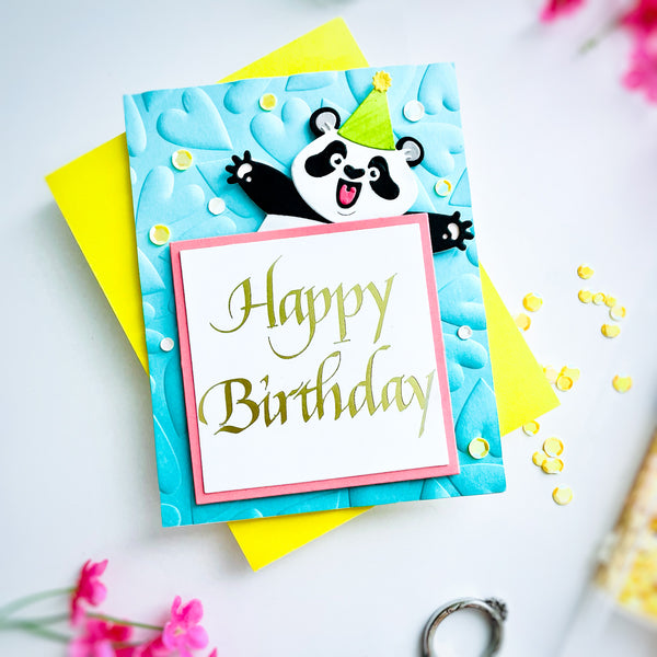 Upright Italic Happy Birthday Press + Foil Plate by Paul Antonio