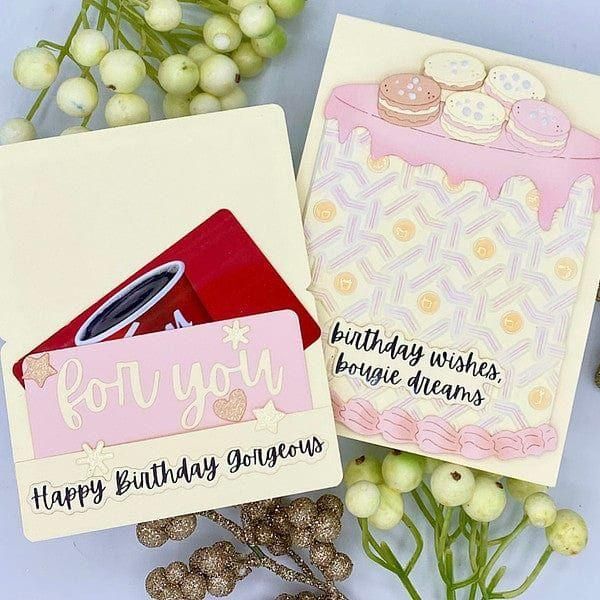 Treat Yourself Gift Card Holder Etched Dies from the Bougie Birthday Collection by Nina Boettcher