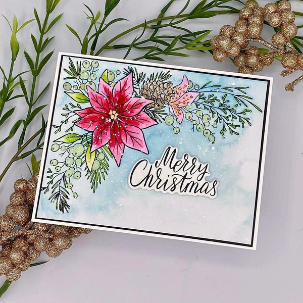Poinsettia Corner Press + Foil Plate & Die Set