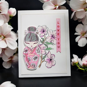 Kokeshi Dolls BetterPress Plate & Die Set by Alex Syberia Designs