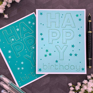 Beveled Happy Birthday A2 Cardfront 3D Embossing Folder