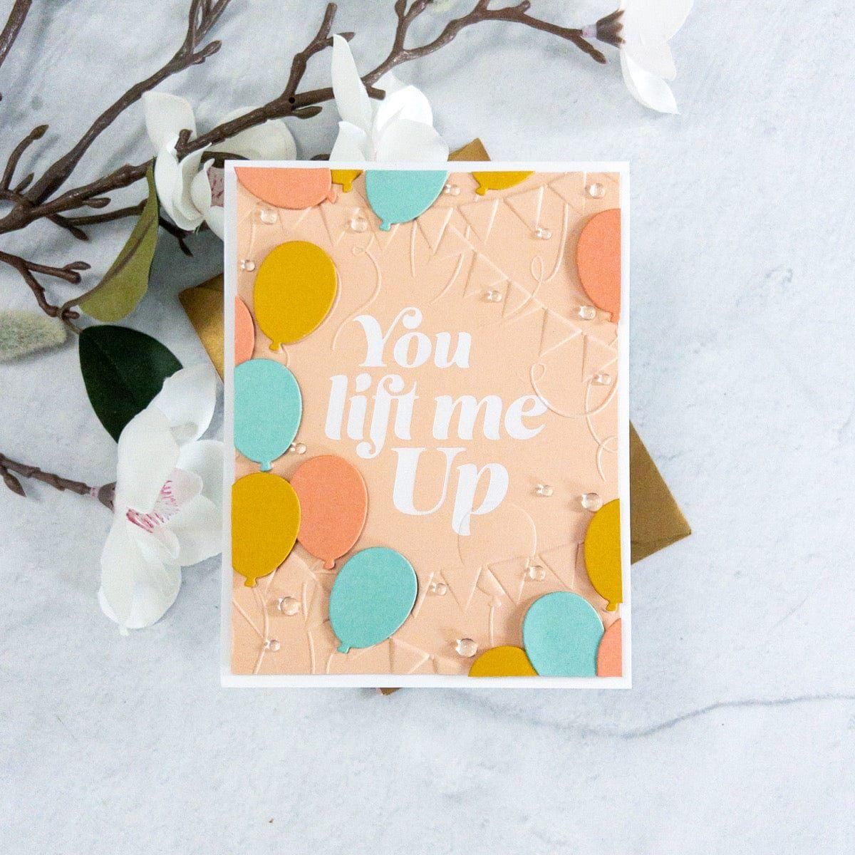 Balloon Greeting Sentiments Glimmer Hot Foil Plate Set - Coordinates with Glimmer Club
