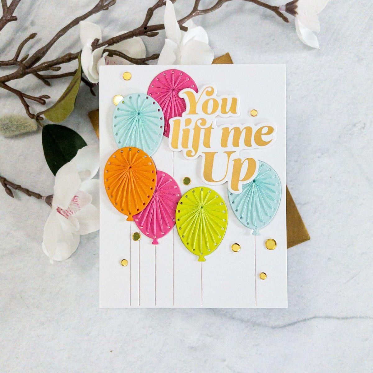 Balloon Greeting Sentiments Glimmer Hot Foil Plate Set - Coordinates with Glimmer Club