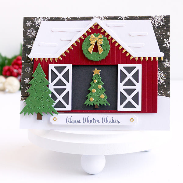 Country Christmas Barn Etched Dies by Annie Williams