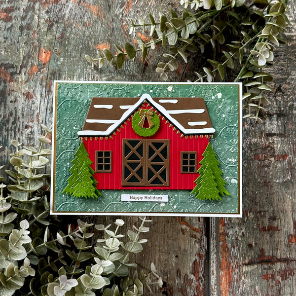 Country Christmas Barn Etched Dies by Annie Williams