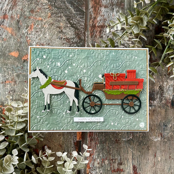 Christmas Horse-Drawn Wagon Etched Dies by Annie Williams