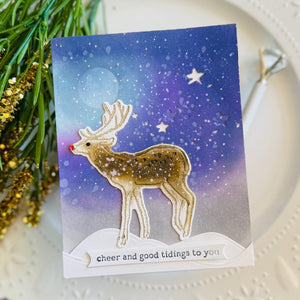 Cheer and Good Tidings Deer Registration Press Plate & Die Set by Dina Wakley