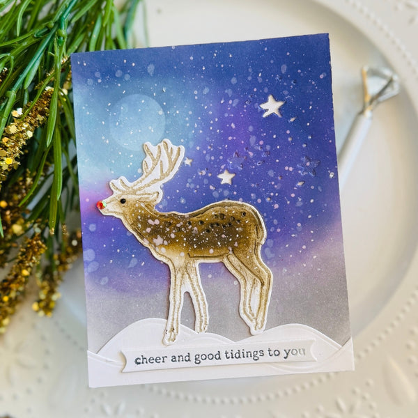 Cheer and Good Tidings Deer Registration Press Plate & Die Set by Dina Wakley
