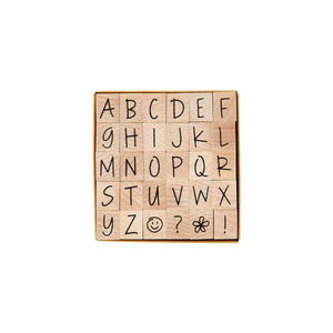 Happy Uppercase Letters Woodblock Stamp